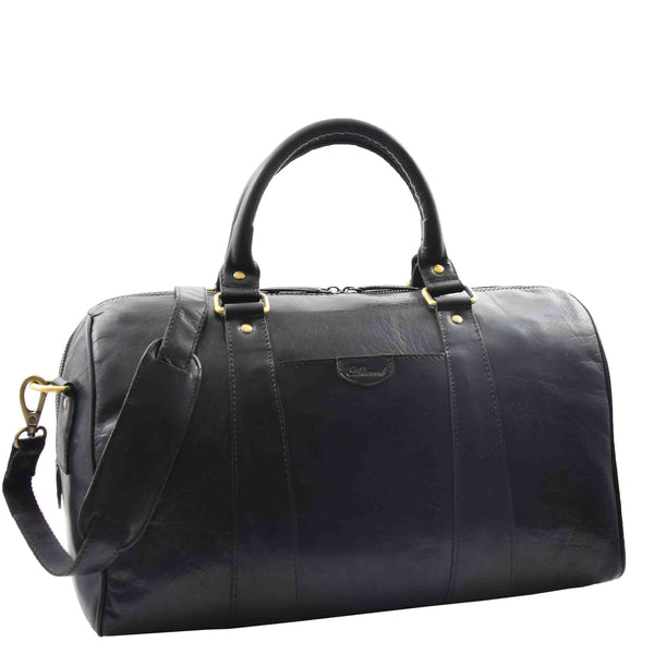 house of leather Classic Two Tone Weekend Bag Genoa Black