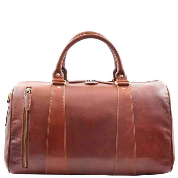House Of Leather Classic Two Tone Weekend Bag Genoa Chestnut