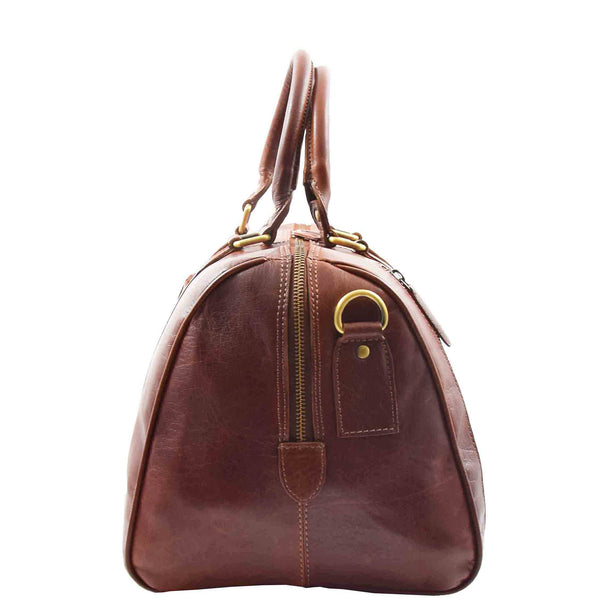 House Of Leather Classic Two Tone Weekend Bag Genoa Chestnut