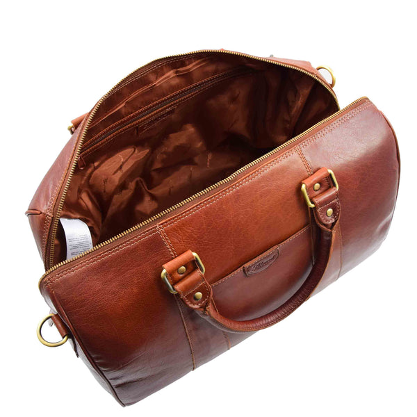 House Of Leather Classic Two Tone Weekend Bag Genoa Chestnut