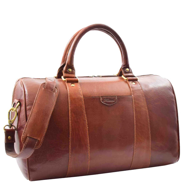 house of leather Classic Two Tone Weekend Bag Genoa Chestnut