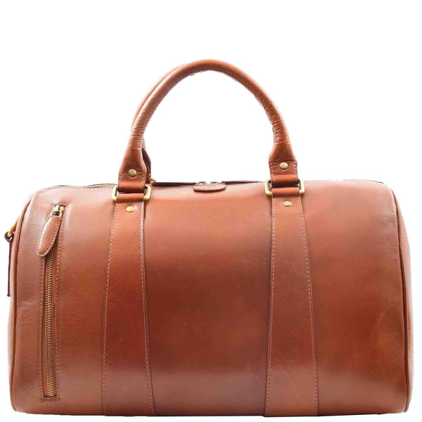 House Of Leather Classic Two Tone Weekend Bag Genoa Cognac