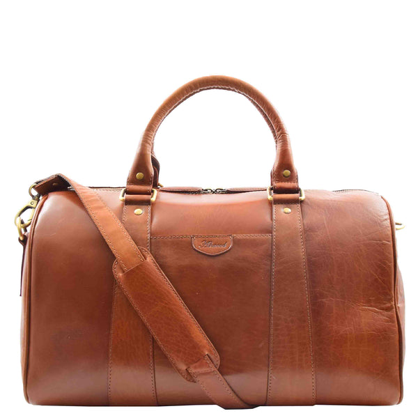 House Of Leather Classic Two Tone Weekend Bag Genoa Cognac