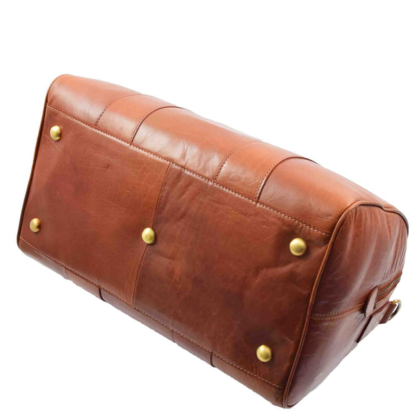 House Of Leather Classic Two Tone Weekend Bag Genoa Cognac