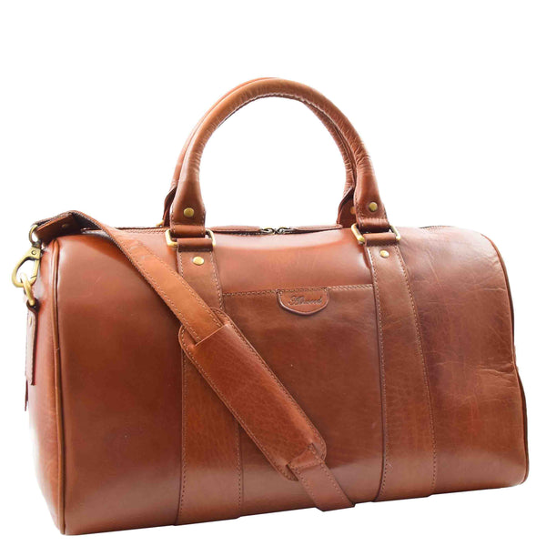 house of leather Classic Two Tone Weekend Bag Genoa Cognac