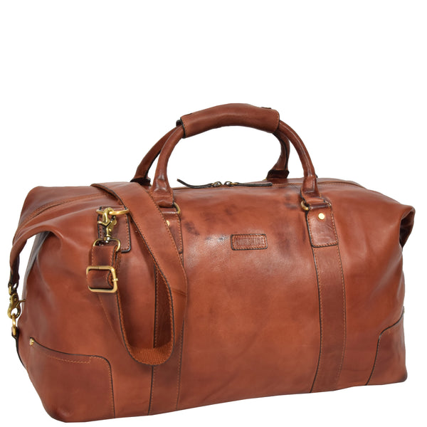 house of leather Classic Two Tone Weekend Bag Savoy Tan