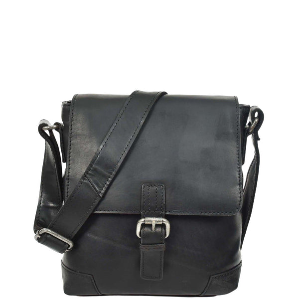 house of leather Durable Real Leather Man Flight Bag Cross Body Pouch Cannes Black