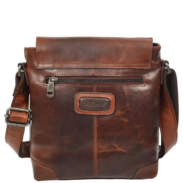 House Of Leather Durable Real Leather Man Flight Bag Cross Body Pouch Cannes Brown