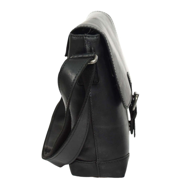 House Of Leather Durable Real Leather Man Flight Bag Cross Body Pouch Cannes Black