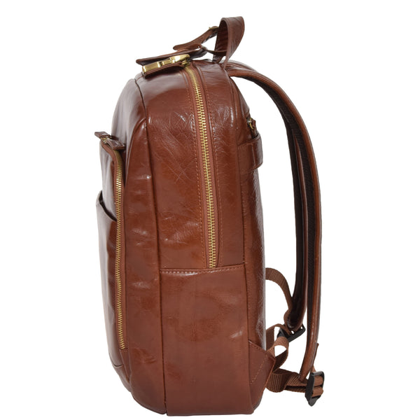 House Of Leather Exclusive Leather Organiser Rucksack Peru Chestnut Tan