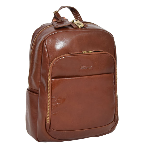 house of leather Exclusive Leather Organiser Rucksack Peru Chestnut Tan