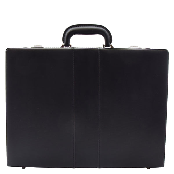 house of leather Faux Leather Briefcase Classic Attache Business Case Calver Black