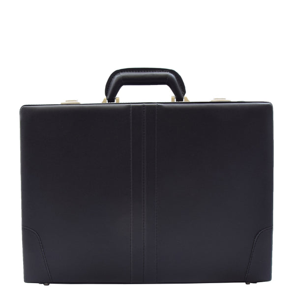 house of leather Faux Leather Briefcase Classic Traditional Attache Corbett Black