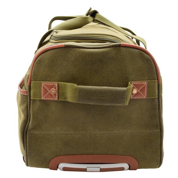 House Of Leather Faux Leather Mid Size Wheeled Holdall H052 Green