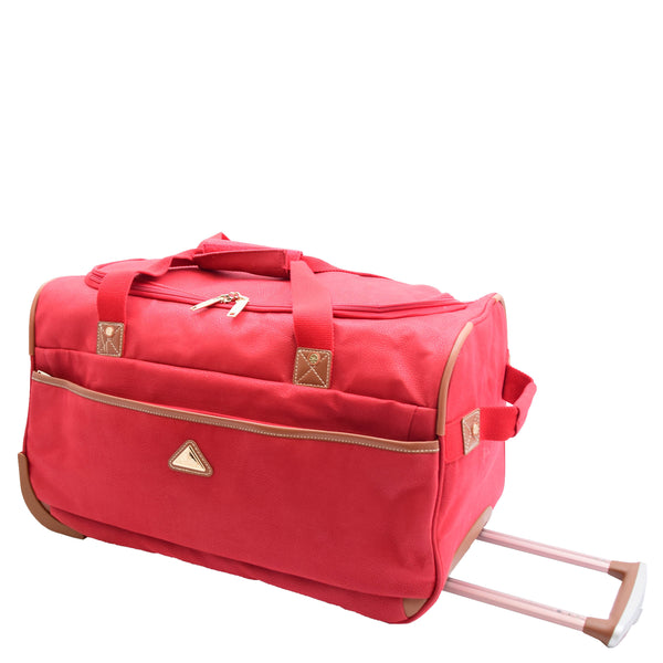 House Of Leather Faux Leather Mid Size Wheeled Holdall H052 Red