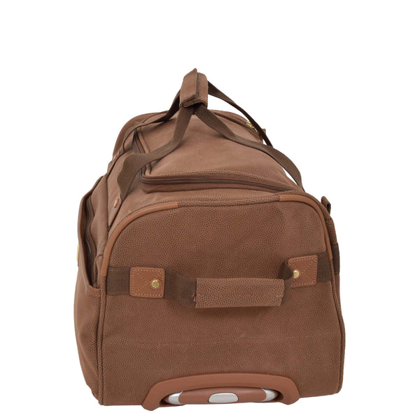 House Of Leather Faux Leather Mid Size Wheeled Holdall H052 Tan