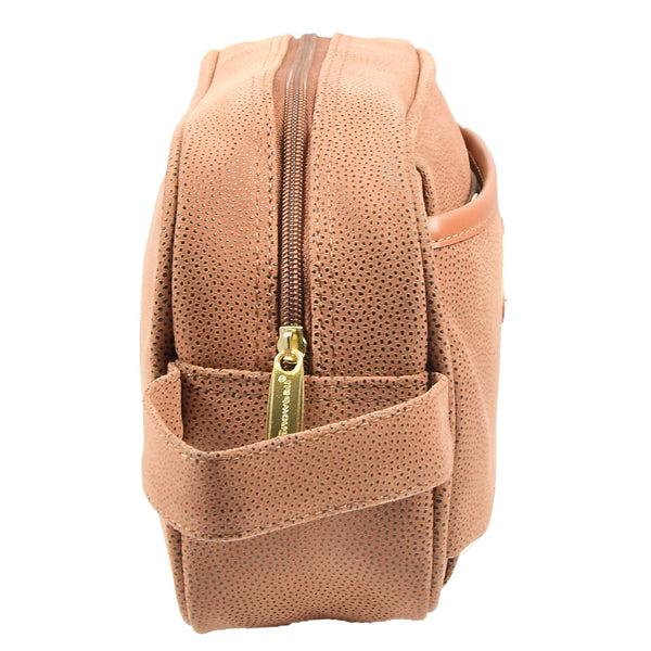 House Of Leather Faux Leather Toiletry Wash Bag Travel HOL8202 Camel