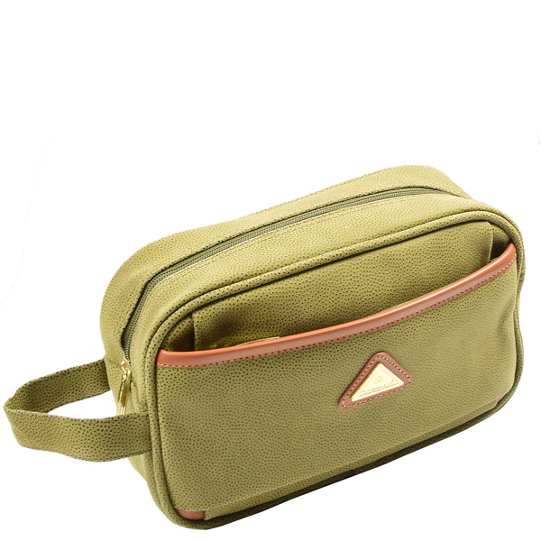 house of leather Faux Leather Toiletry Wash Bag Travel HOL8202 Green