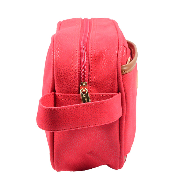 House Of Leather Faux Leather Toiletry Wash Bag Travel HOL8202 Red