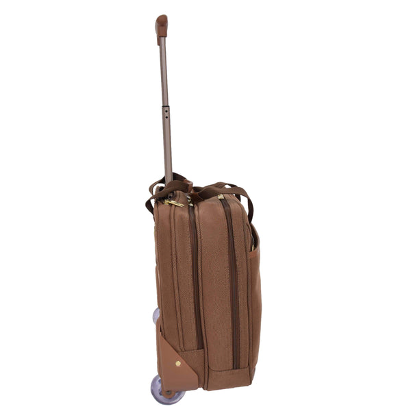 House Of Leather Faux Suede Pilot Case On Wheels H043 Tan