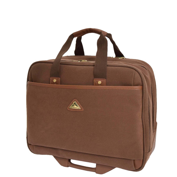 House Of Leather Faux Suede Pilot Case On Wheels H043 Tan