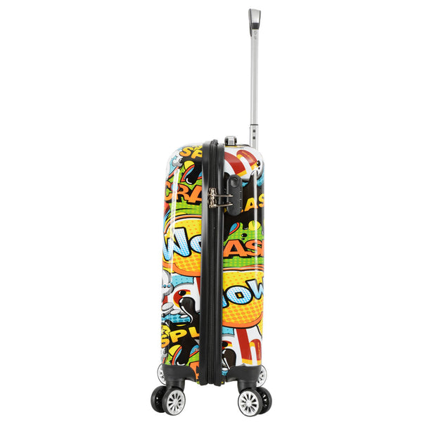 House Of Leather Four Wheel Hard Shell Suitcase Comic Print