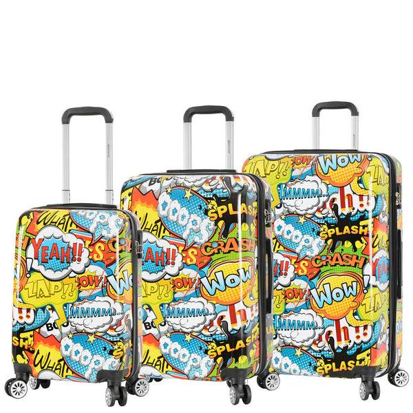 house of leather Four Wheel Hard Shell Suitcase Comic Print