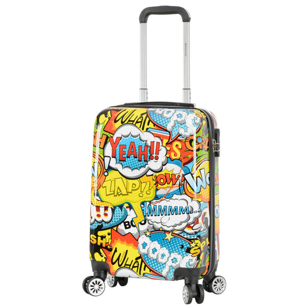 House Of Leather Four Wheel Hard Shell Suitcase Comic Print