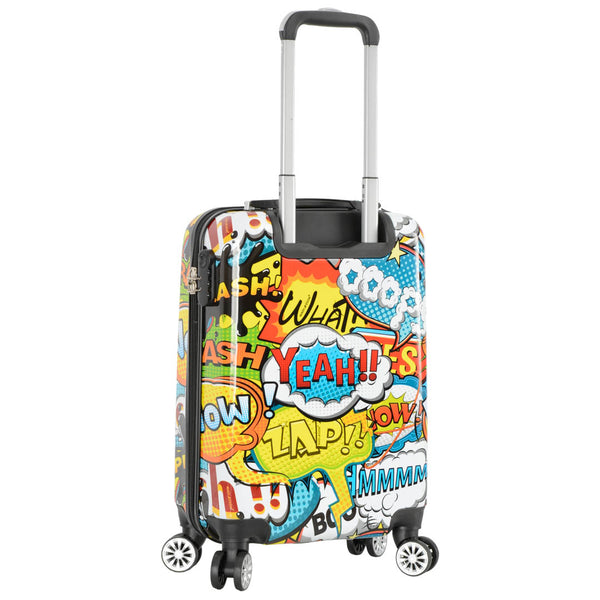 House Of Leather Four Wheel Hard Shell Suitcase Comic Print