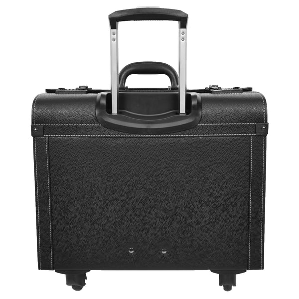 House Of Leather Four Wheel Pilot Case Faux Leather Cabin Bag Commander Black