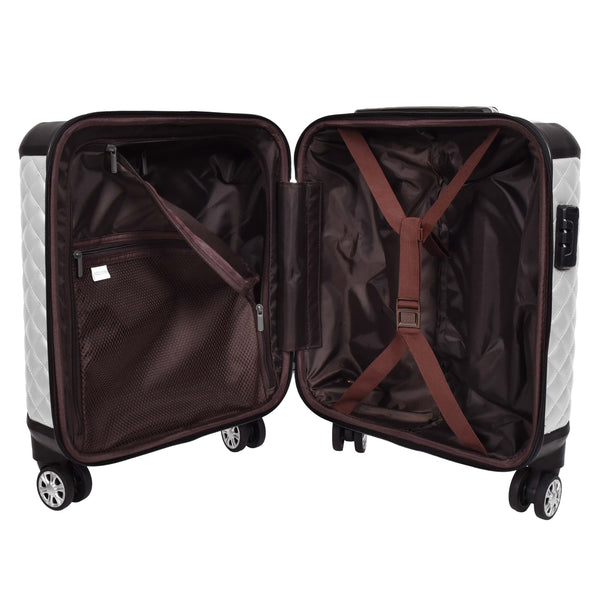 House Of Leather Four Wheel Pilot Case Quilted Lightweight Cabin Bag Nomad Silver