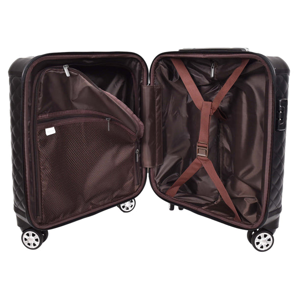 House Of Leather Four Wheel Pilot Case Quilted Lightweight Cabin Bag Nomad Black