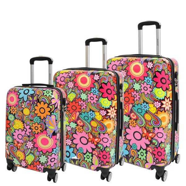 house of leather Four Wheel Suitcase Hard Shell Luggage Flower Print