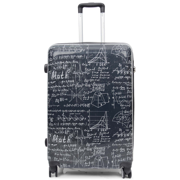 House Of Leather Four Wheel Suitcase Hard Shell Luggage Maths Print
