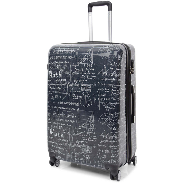 House Of Leather Four Wheel Suitcase Hard Shell Luggage Maths Print