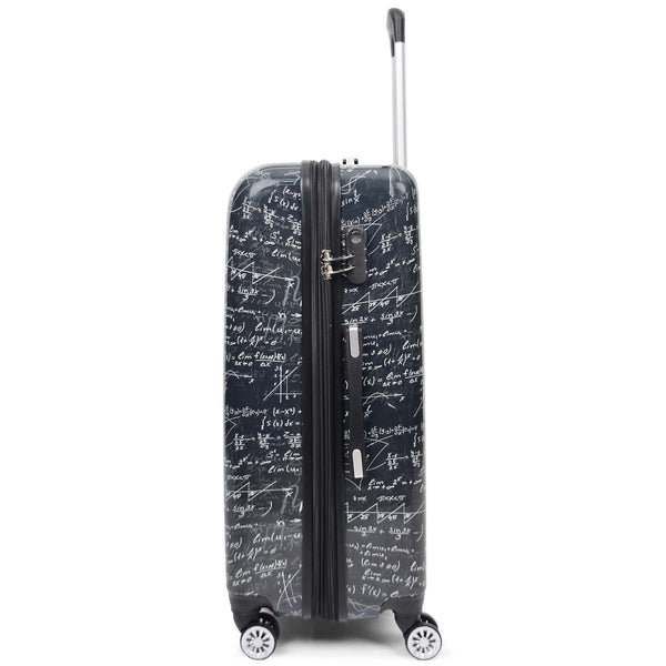House Of Leather Four Wheel Suitcase Hard Shell Luggage Maths Print