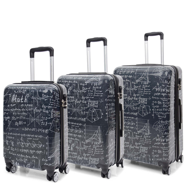 house of leather Four Wheel Suitcase Hard Shell Luggage Maths Print