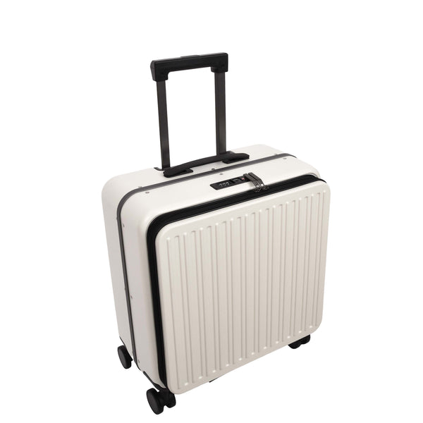 house of leather Four Wheeled Pilot Case Hard Shell Lightweight Cabin Bag Maverick White