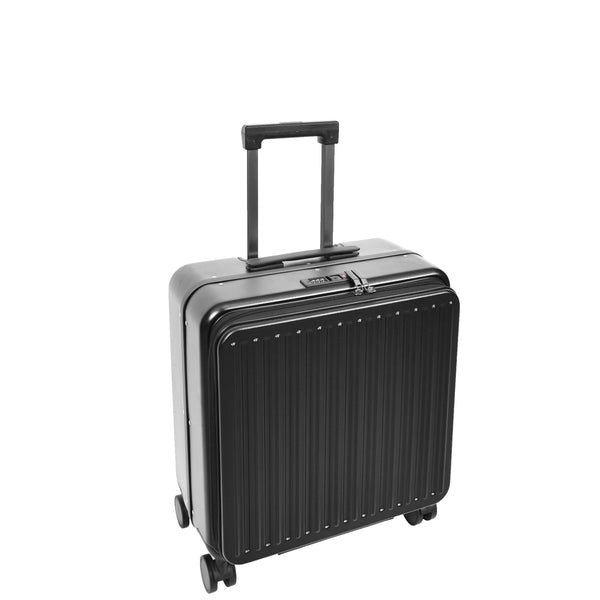 house of leather Four Wheeled Pilot Case Hard Shell Lightweight Cabin Bag Maverick Black