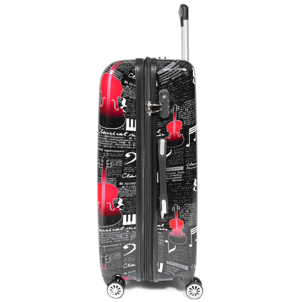 House Of Leather Four Wheels Hard Shell Music Printed Luggage