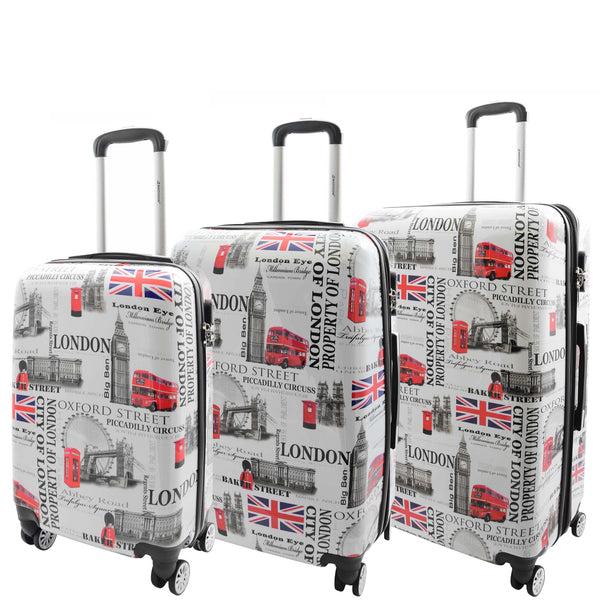 house of leather Four Wheels Hard Shell Suitcase London City Print