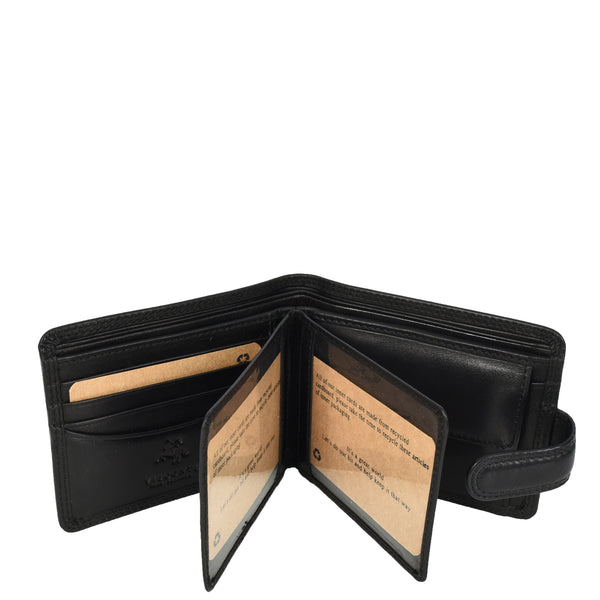 House Of Leather Genuine Leather Bifold Wallet For Men RFID Protected Gift Box Included HOL13 Black