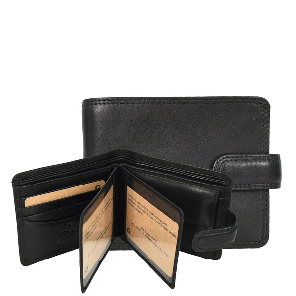 house of leather Genuine Leather Bifold Wallet for Men RFID Protected Gift Box Included HOL13 Black