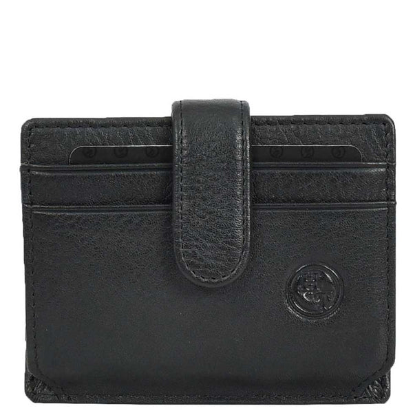 House Of Leather Genuine Leather Credit Card Holder Accordion Card Case Style Wallet Arosa Black