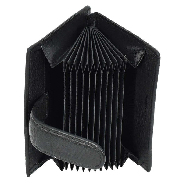 House Of Leather Genuine Leather Credit Card Holder Accordion Card Case Style Wallet Arosa Black