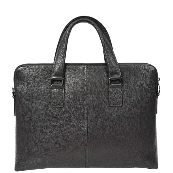 House Of Leather Genuine Leather CrossBody Briefcase Business Office Shoulder Bag Vence Black