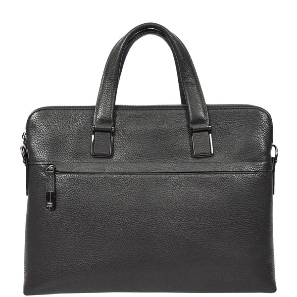 House Of Leather Genuine Leather CrossBody Briefcase Business Office Shoulder Bag Vence Black