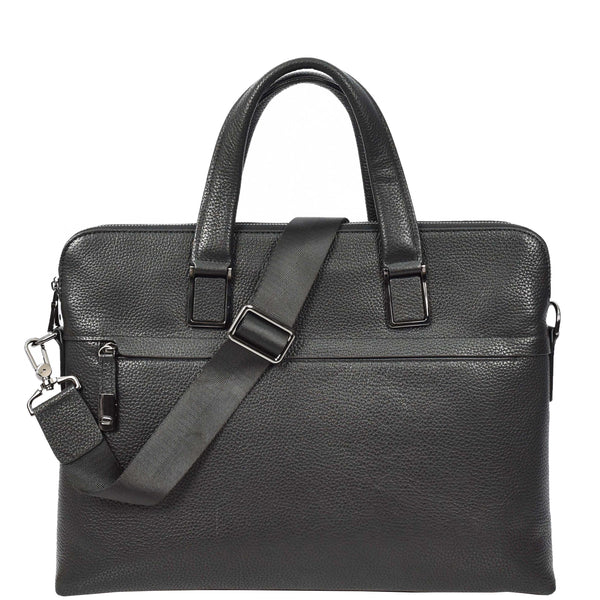 house of leather Genuine Leather CrossBody Briefcase Business Office Shoulder Bag Vence Black