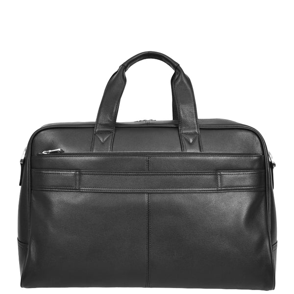 House Of Leather Genuine Leather Holdall Mid Size Weekend Overnight Travel Bag Kigali Black