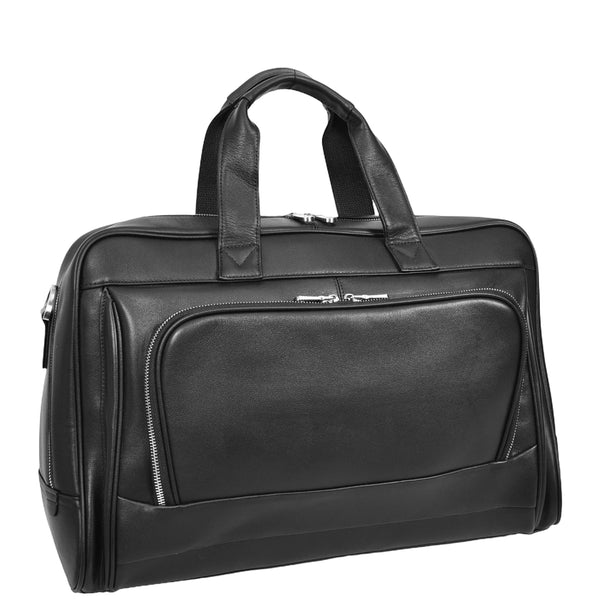 House Of Leather Genuine Leather Holdall Mid Size Weekend Overnight Travel Bag Kigali Black